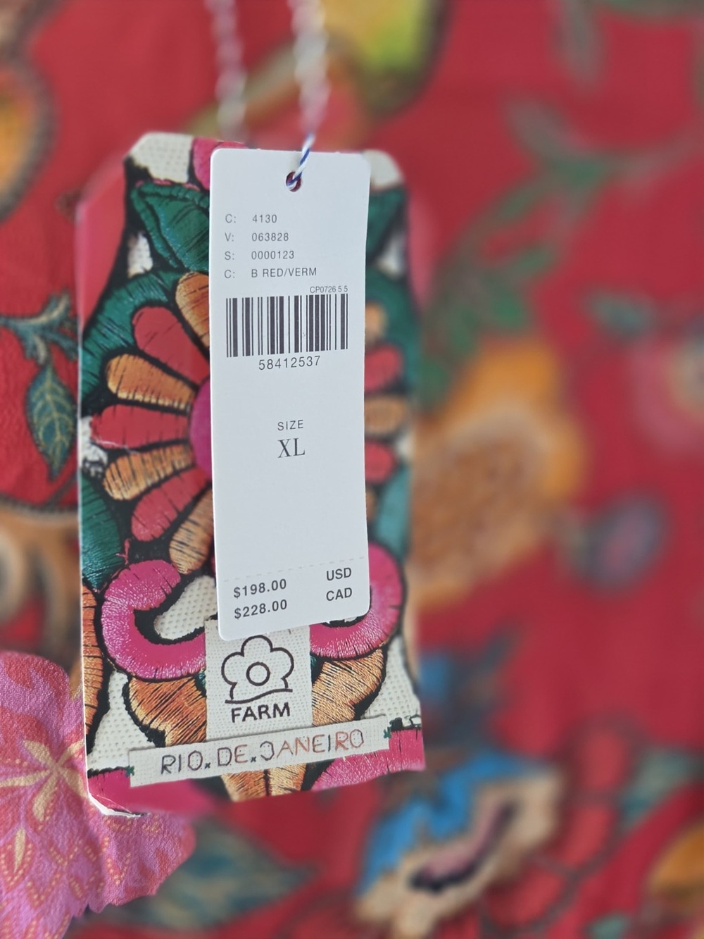 FARM Rio Red Floral Tiered Mini Dress with Multicolor Print - Picture 3 of 3